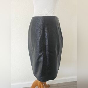 Alfani Black Leather Pencil Skirt Size 4 NWOT Genuine Leather